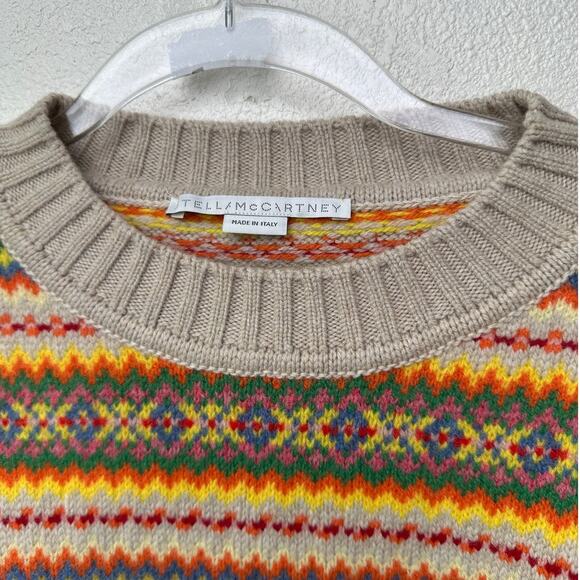 Stella McCartney Multicolor Zigzag Wool Women’s US 10 (EU 44) High Low Sweater - Picture 8 of 16